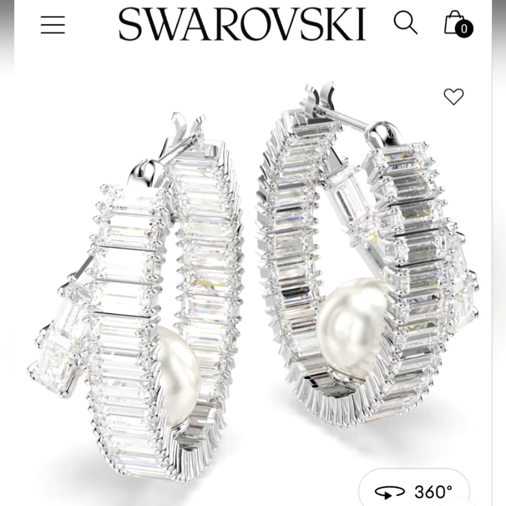GORGEOUS ARIANA GRANDE x SWAROVSKI PEARL & BAGUETTES HOOP EARRINGS